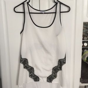 Express black white lace tank size S