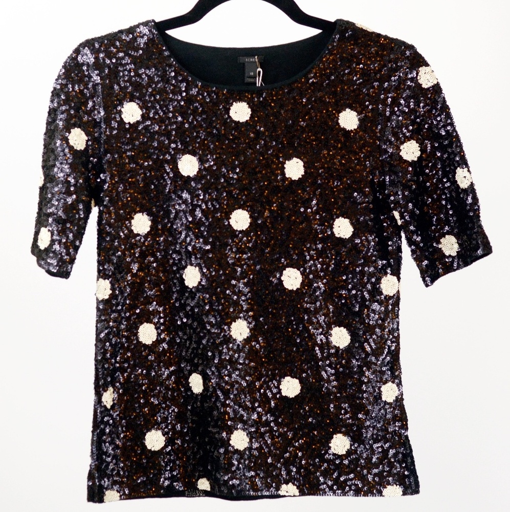 J.Crew Sequined Polka Dot Top