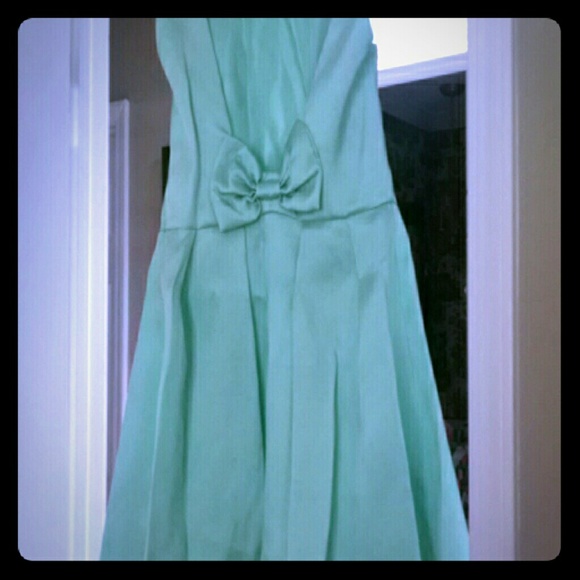Mint formal bow dress