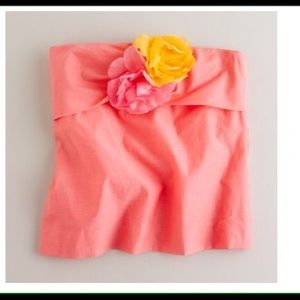 J. Crew Cotton-Silk Strapless Top with Flower