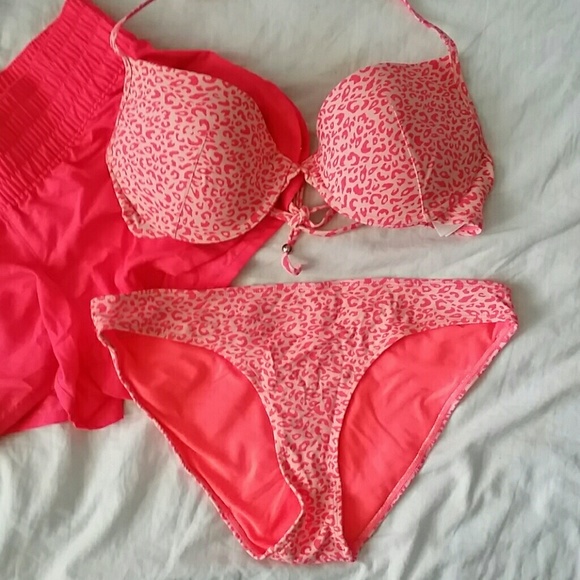 Coral Cheetah Bathing Suit Set