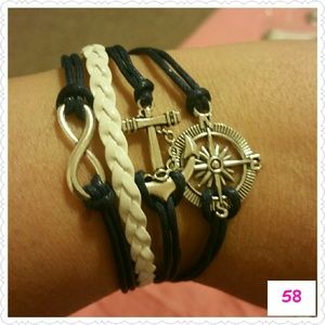 💜Infinity Anchor Compass Leather bracelet