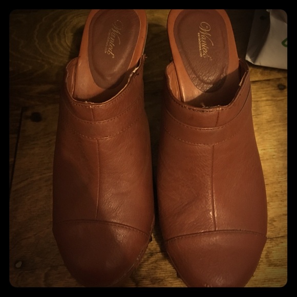 Brown leather booties