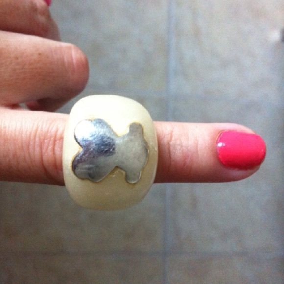 Tous white stone Silver ring