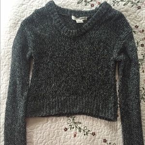 Cropped black and gray knitted sweater