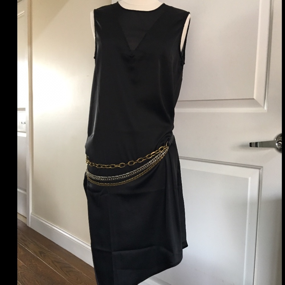 J Dauphin Necklace Belt Black Leather & Chains