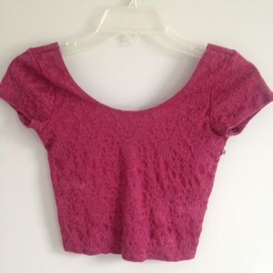 maroon lace crop top