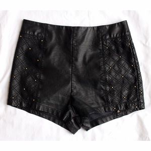 UO Leather Studded Hot Shorts