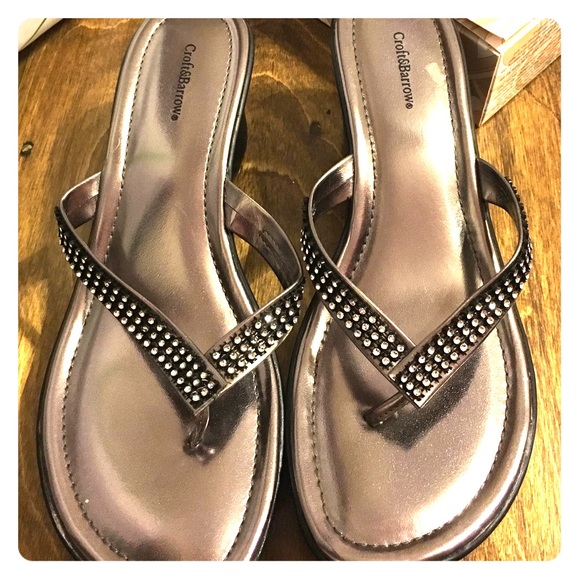 Silver and black sandals