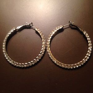 Gold hoops with rhinestones