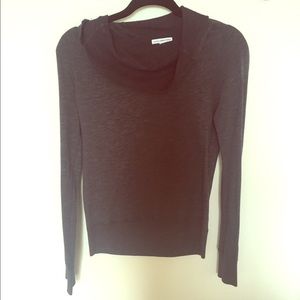 James Perse gray/blue cowl-neck sweater