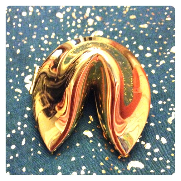 Fortune cookie trinket box, gold tone nwot