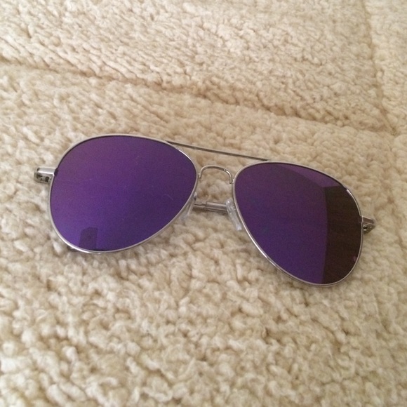 Mirrored purple sunglasses.