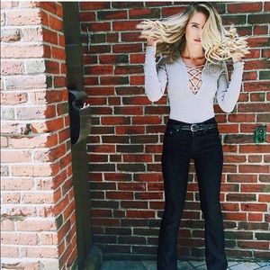 LF lace up body suit.