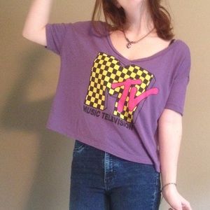 Bright fun MTV crop top