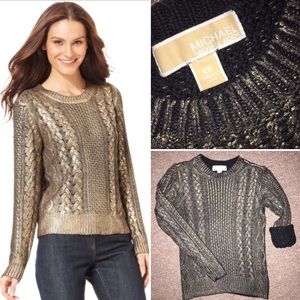 Michael Kors Metallic Cable knit sweater