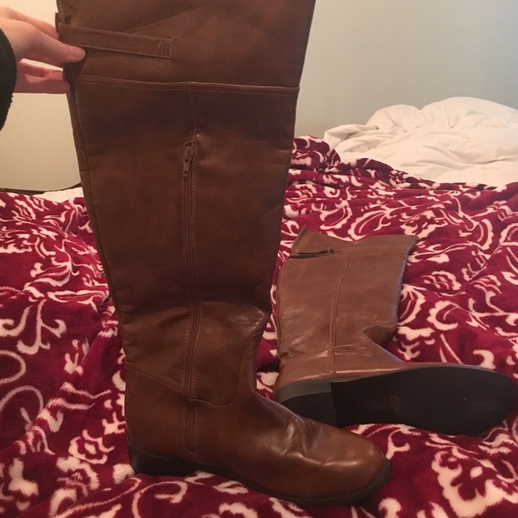 Knee high cognac colored boots