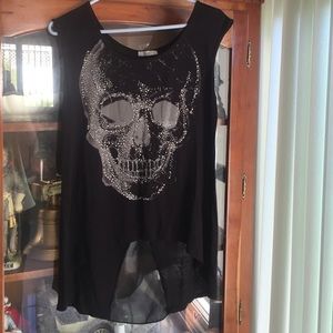 Cute Skull top with silk cutout in back