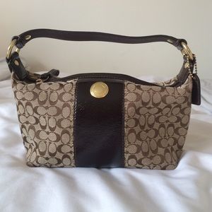 Coach Khaki & Brown Signature Pouch