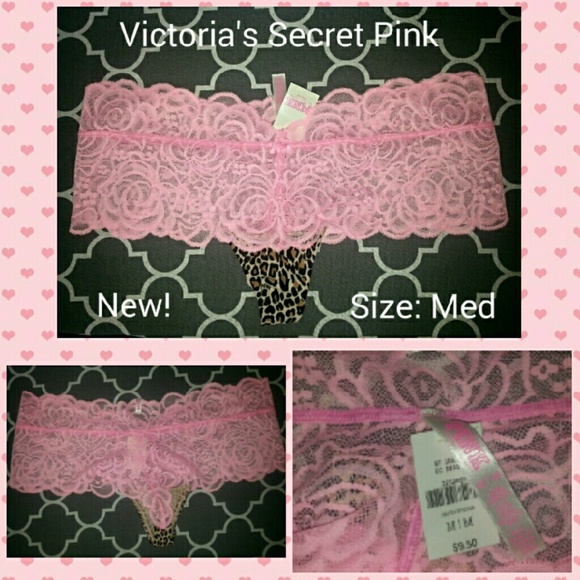 NEW!  VICTORIA'S SECRET PINK LACE THONG Size:M