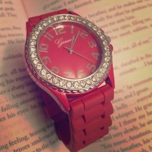 Crystal Embellished Silicone Watch
