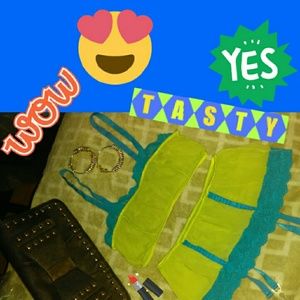 💲1⃣0⃣ 2PC MESH GREEN & TEAL BLUE GARTER STRAPS