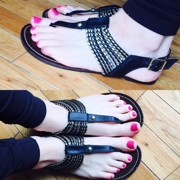 Black and gold Steve Madden sandals
