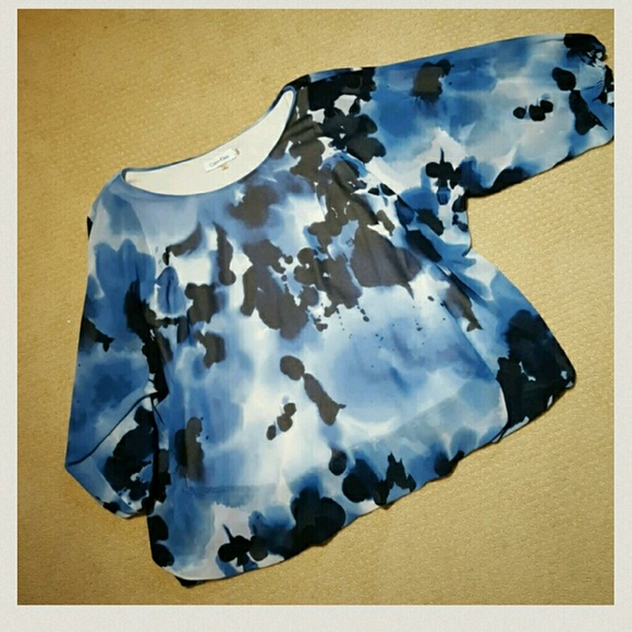 Vibrant blue watercolor Calvin Klein top