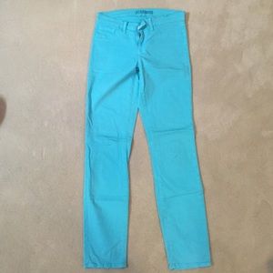 J brand skinny leg bright turquoise jeans