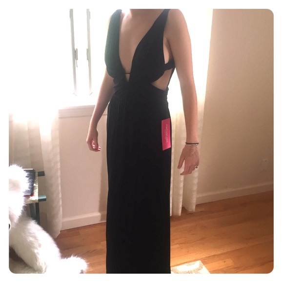 Black long chiffon dress