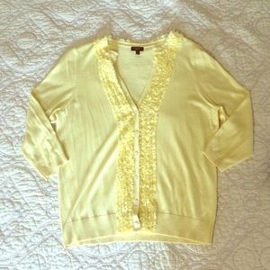 Ruffled Button-Down Sweater