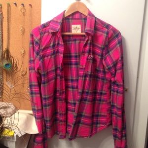 Pink plaid Hollister button up