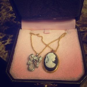 Juicy Couture Cameo necklace with pave bow