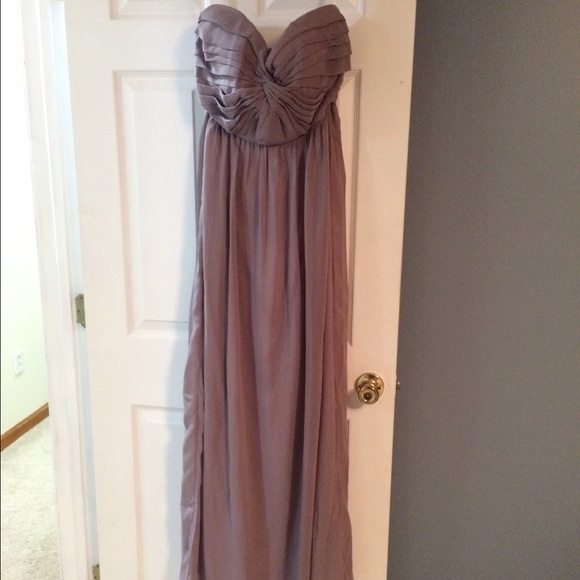 Never worn! Lulus sapphires or rubies taupe strapless maxi dress