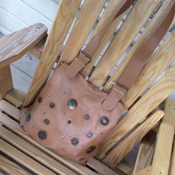 Carlos Falchi Leather Messenger Bag NWT - Picture 3 of 4