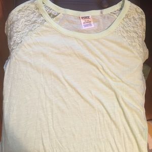 PINK lime green long sleeve  with lace shoulders