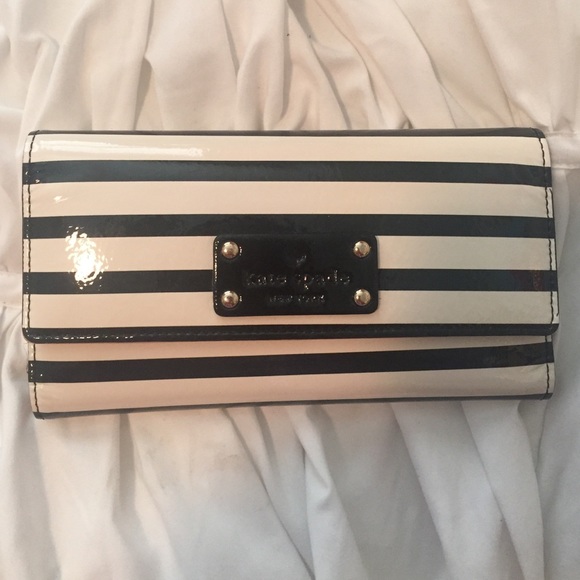 Kate Spade striped white and black Trifold wallet