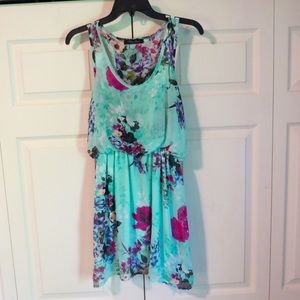 Honey Punch Teal Floral Dress