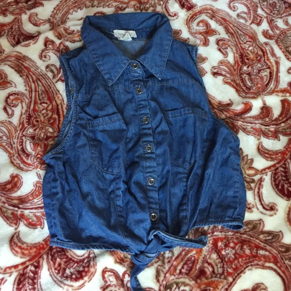 Denim Short Sleeve Button Up