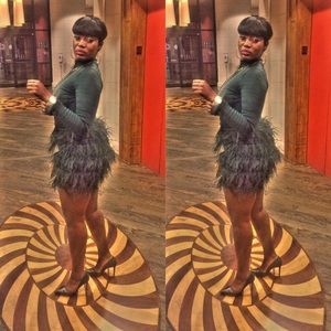 Dark green feather skirt