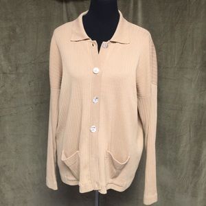 Miu miu Italy Tan beige cardigan sweater, 42/L