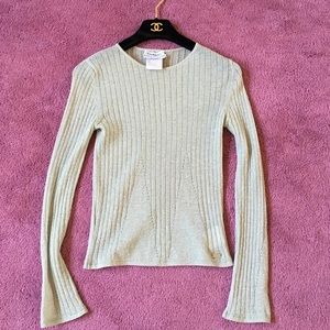 Chanel silver long sleeve blouse