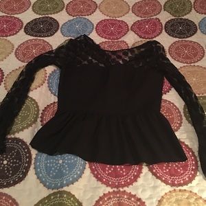 Black & sheer polka dot top