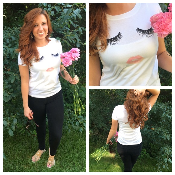 Lips & Mascara Lashes Graphic T-Shirt - Picture 3 of 4