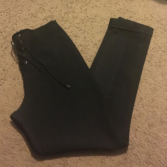 Black front tie pants