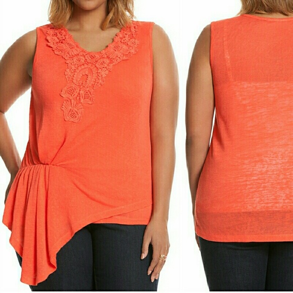 Lane Bryant 18/20 Coral Modern Asymmetric Tank - Picture 1 of 3
