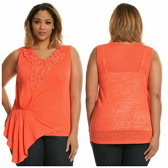 Lane Bryant 18/20 Coral Modern Asymmetric Tank - Picture 3 of 3