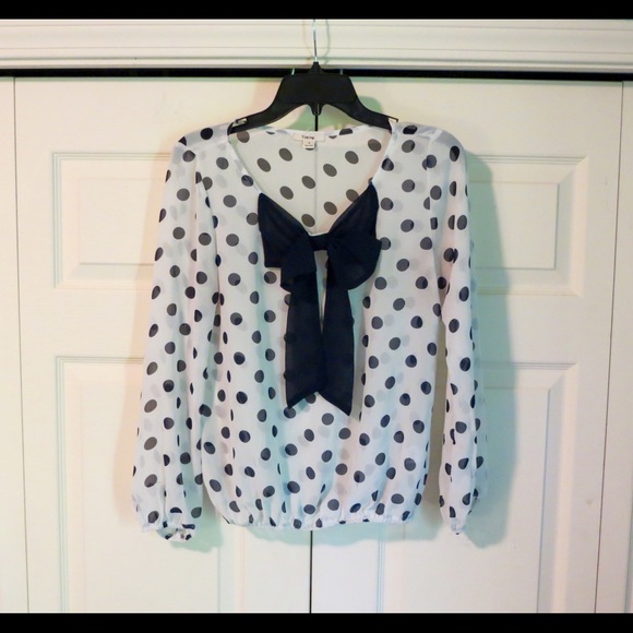 Timing Navy and White Polka Dot Blouse