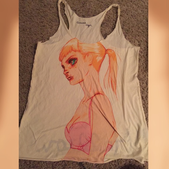Blonde with bra thin tank
