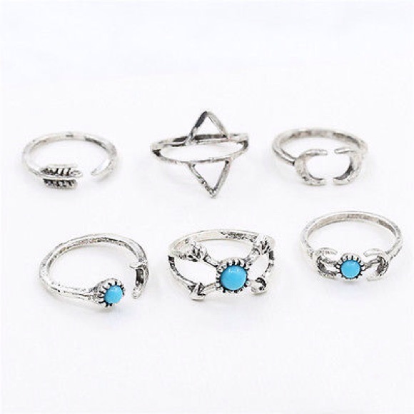🔥FLASH SALE🔥 6 pc Midi Silver Ring Set - Picture 3 of 3
